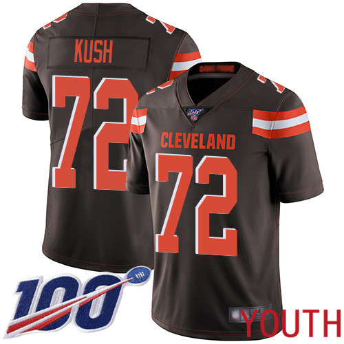 Cleveland Browns Eric Kush Youth Brown Limited Jersey #72 NFL Football Home 100th Season Vapor Untouchable